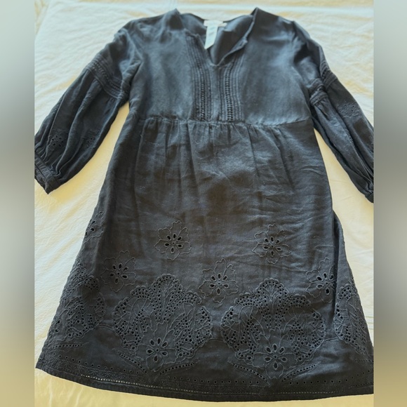 Tommy Bahama St.Lucia Linen Blend Soft Black Eyelet Dress- Small - Picture 2 of 6